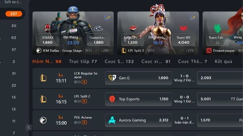 Các thể loại cá cược Esports hấp dẫn tại W388