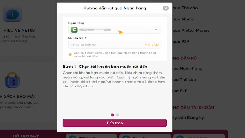 Tối ưu quy trình rút tiền